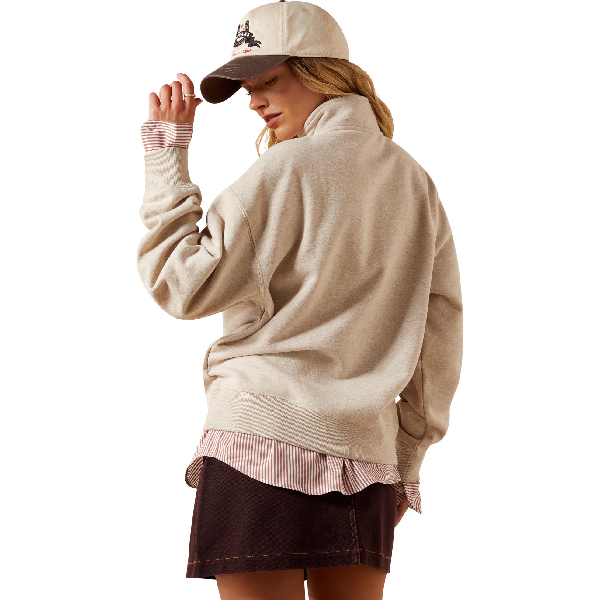 2026 Ariat Womens Running Wild 1/2 Zip Sweatshirt 10079255 - Oatmeal Heather